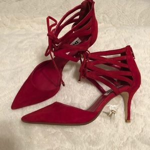Dune London Red Suede pointy toe pumps